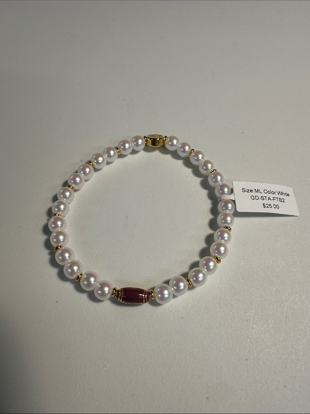 Little Words Project Football Pearl Base Bracelet with Gold Accents Size ML